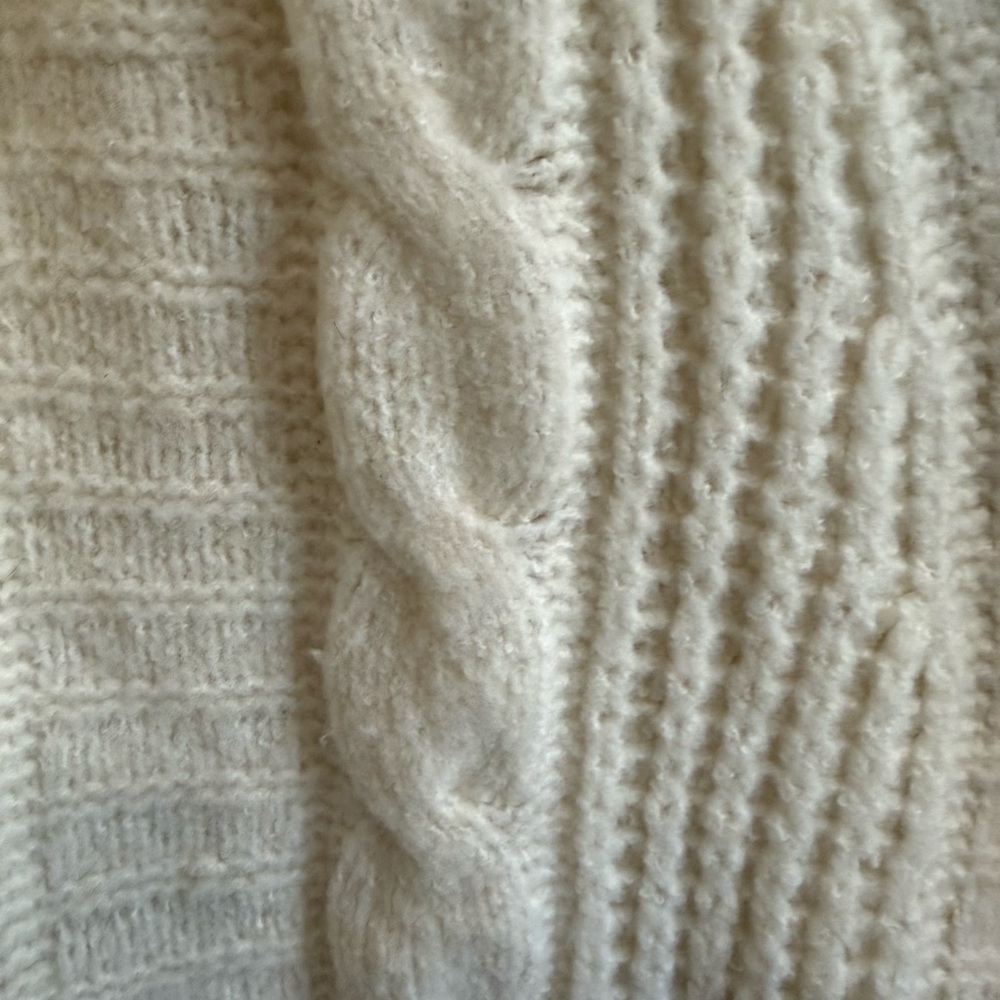 BiBi Women's Ivory Chunky Cable Knit Duster Cardigan Oversized Comfy Size S NWT - Picture 6 of 8